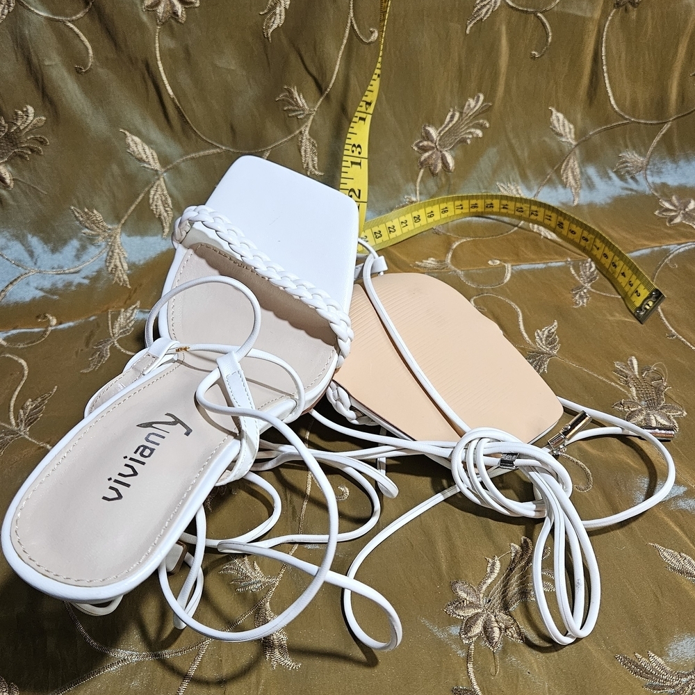 Chic White Lace-Up Heels - Picture 5 of 12